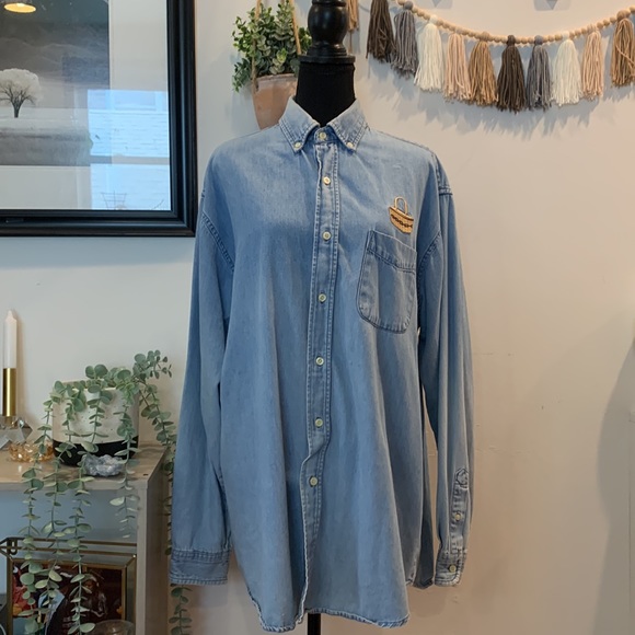 Vintage unisex fruit of the loom denim button up - Picture 1 of 8